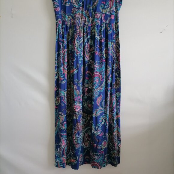 NWT Talbots Womens Blue V-Neck Paisley Print Y2K Whimsigoth Maxi Dress Size 12 - Picture 3 of 7